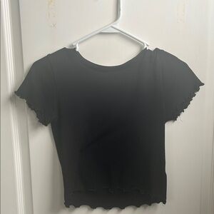 Black Ruffle Hem Women's Top